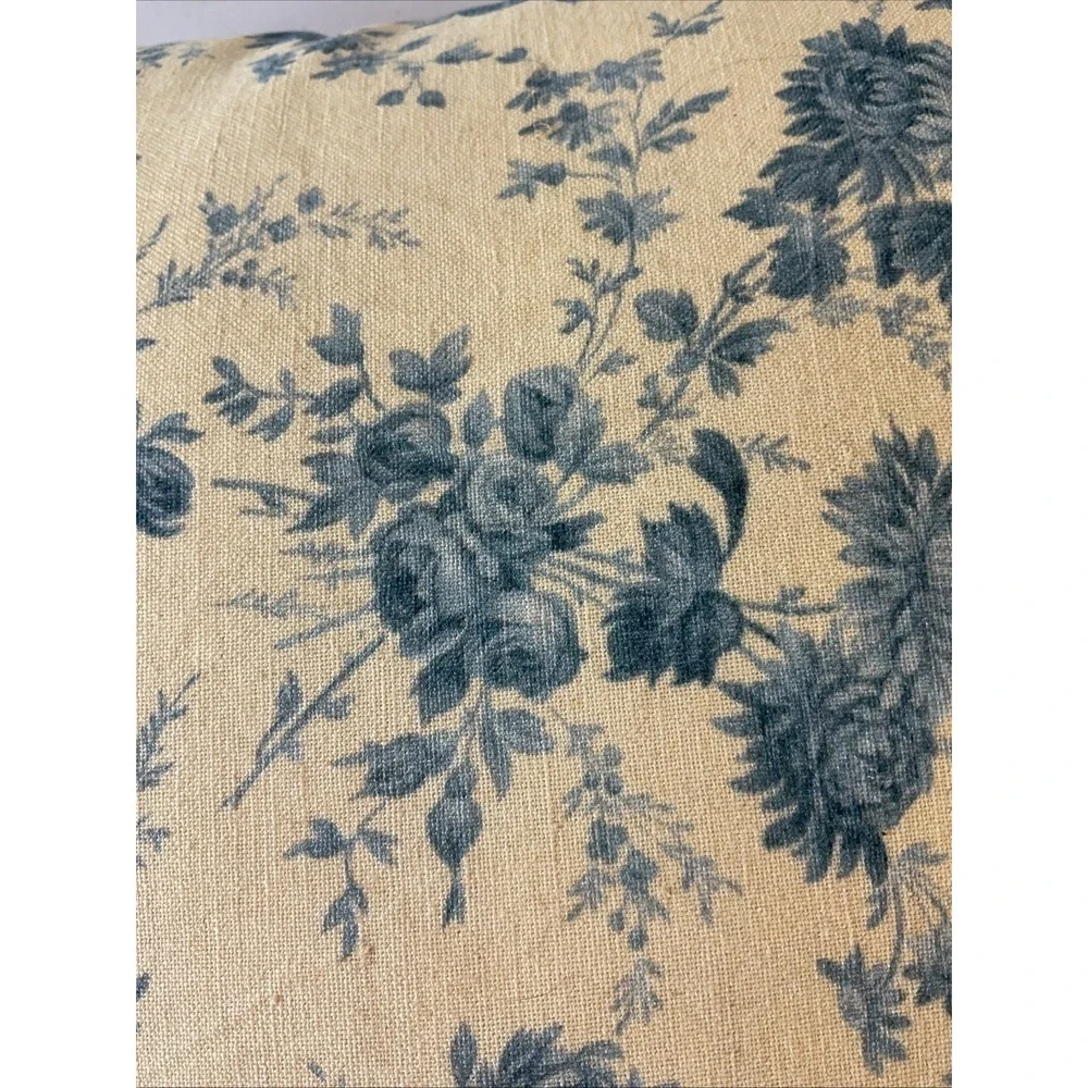Pottery Barn Floral Thibaut reversible Birds Linen‎ accent Pillow Cover 20x20